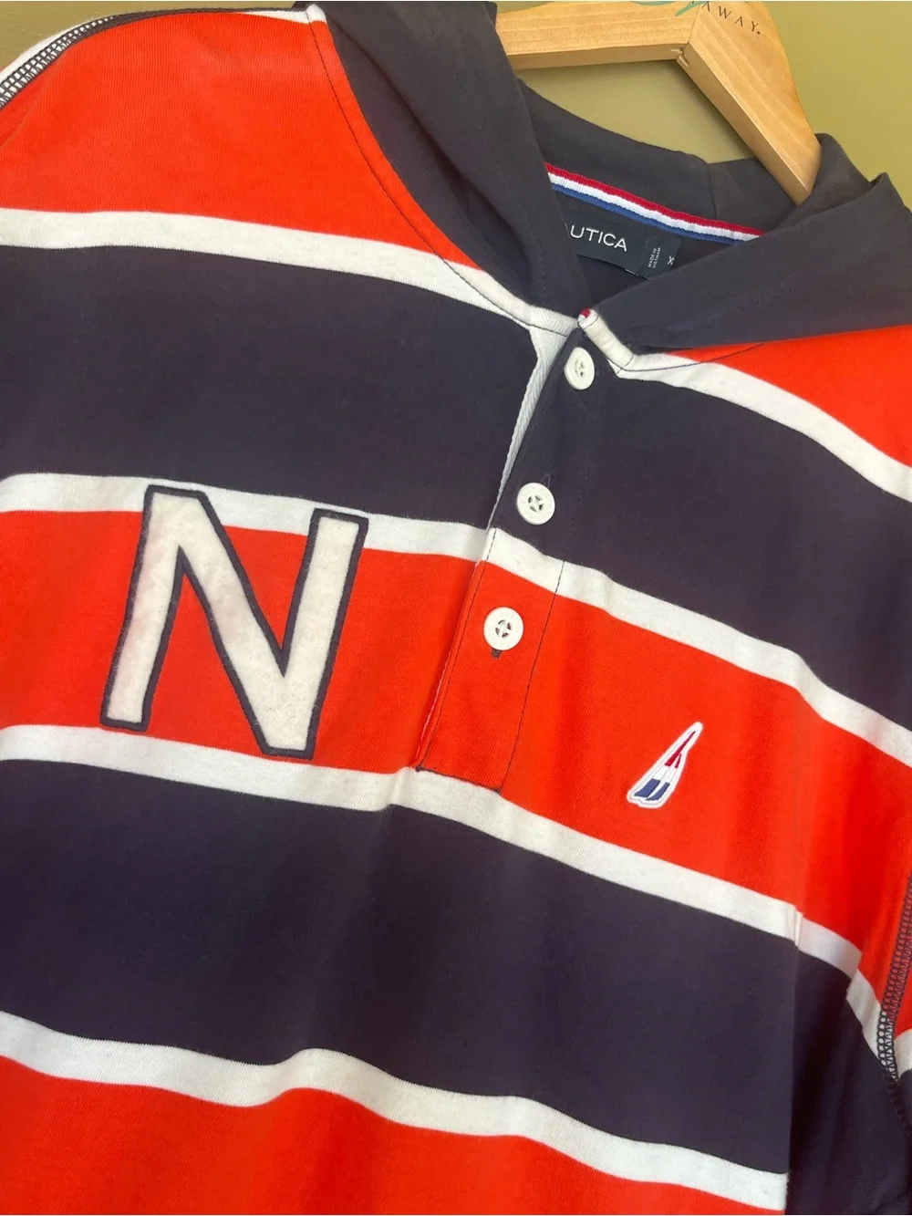 Nautica Striped Hooded Rugby Pullover XL - Picture 3 of 9
